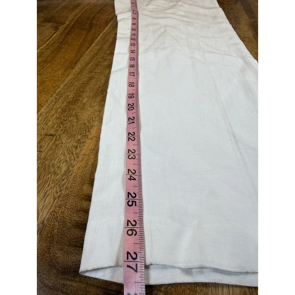 Aritzia Babaton Agency Linen Pants Womens 4 White High Rise Straight Leg